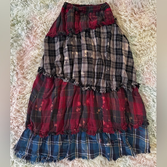 R13 Pieced Gathered Skirt In Od Red/beige/blue Plaid Size XS - Picture 4 of 12